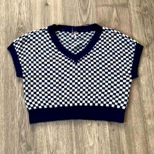 Free people checkered sweater vest